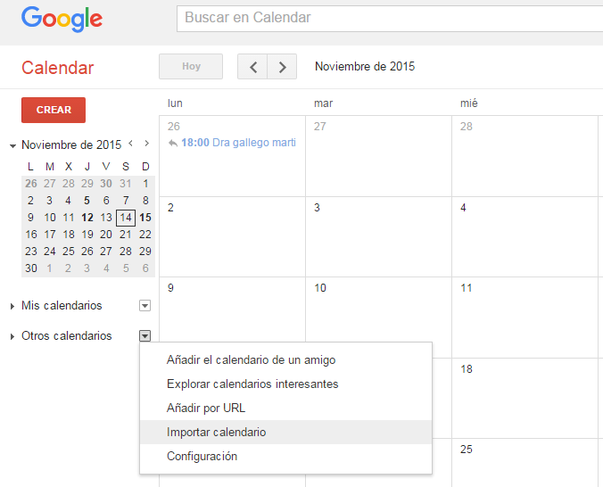 Altres calendaris - Google Calendar