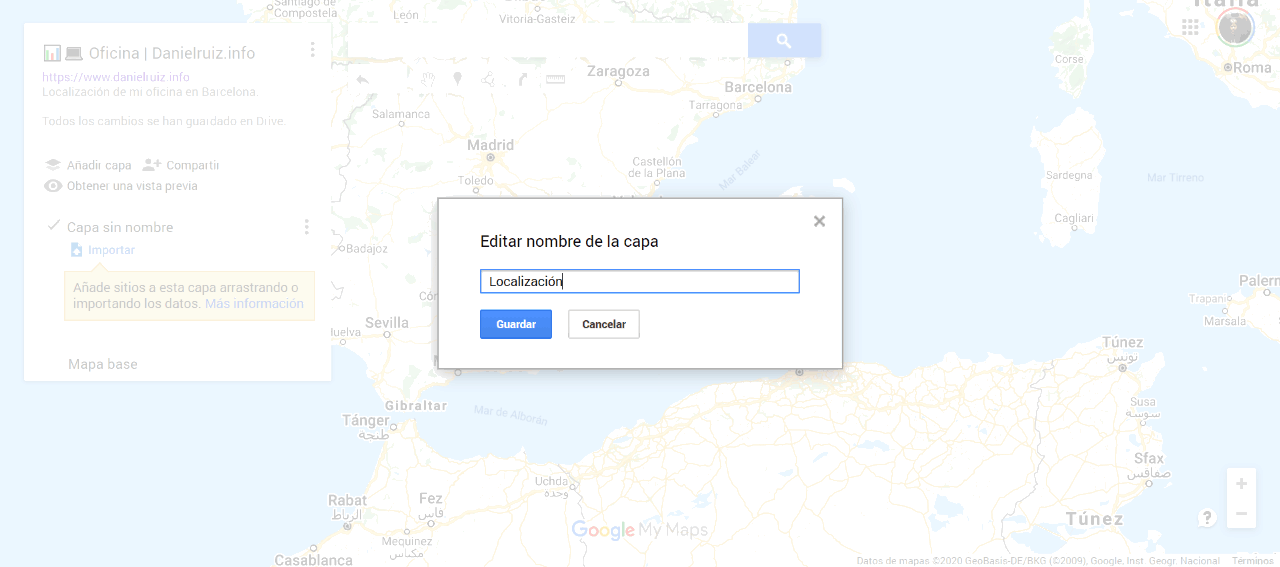 Crear mapa con Google my Maps