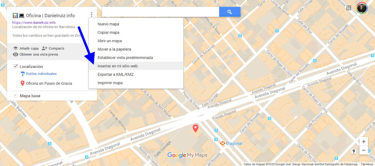 Inseertar mapa en mi sitio web